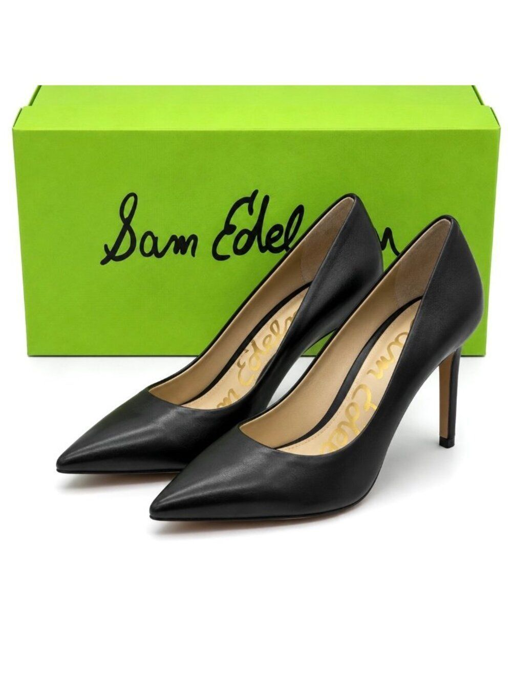 Sam Edelman Hazel Black Leather Pointed Toe High Heel Pumps Womens 6
